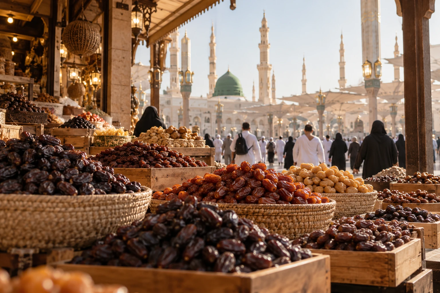 Dates displayed at a market stall
