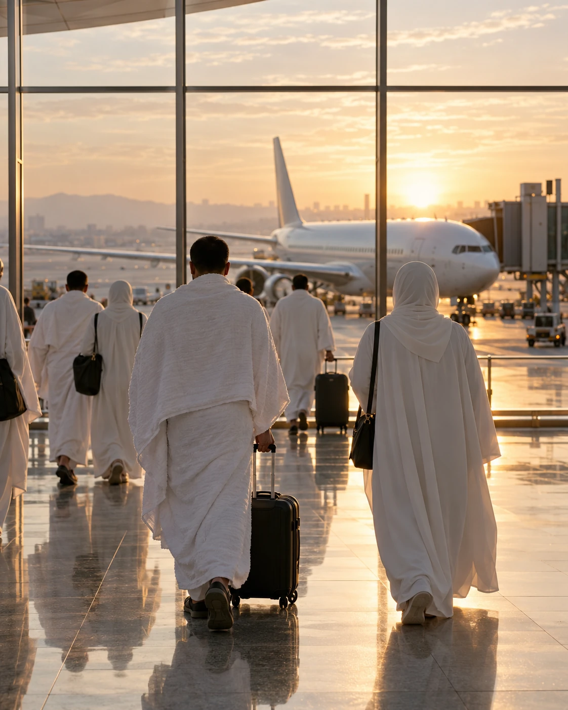 Pilgrims departing from an airport in Kerala